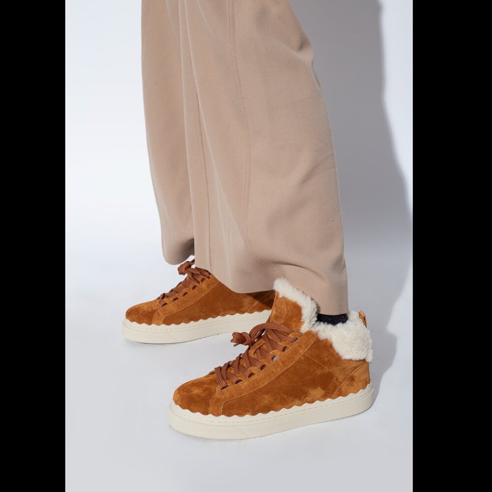Chloé Suede High-Top Sneakers with Shearling‎ Lining